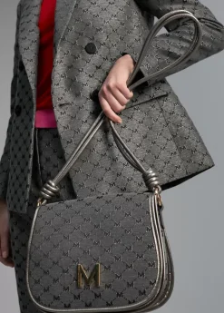 Bandolera gris jacquard Bandoleras|Bolsos Pequeños