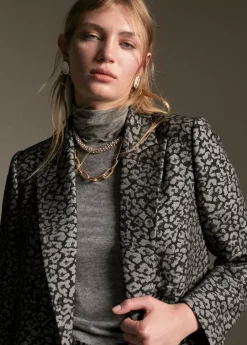 Clearance Blazer jacquard animal print Animal Print|Americanas Y Blazers
