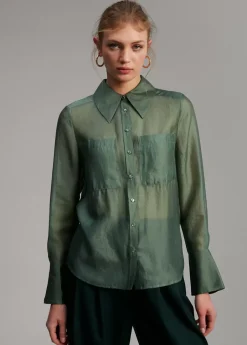 Sale Blusa bolsillos transparencia Camisas Y Blusas