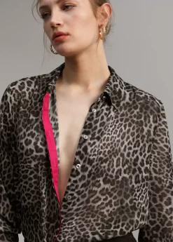 Discount Blusa detalle contraste Animal Print|Camisas Y Blusas