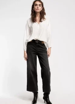 Online Blusa detalle eyelets Camisetas Y Tops|Camisas Y Blusas