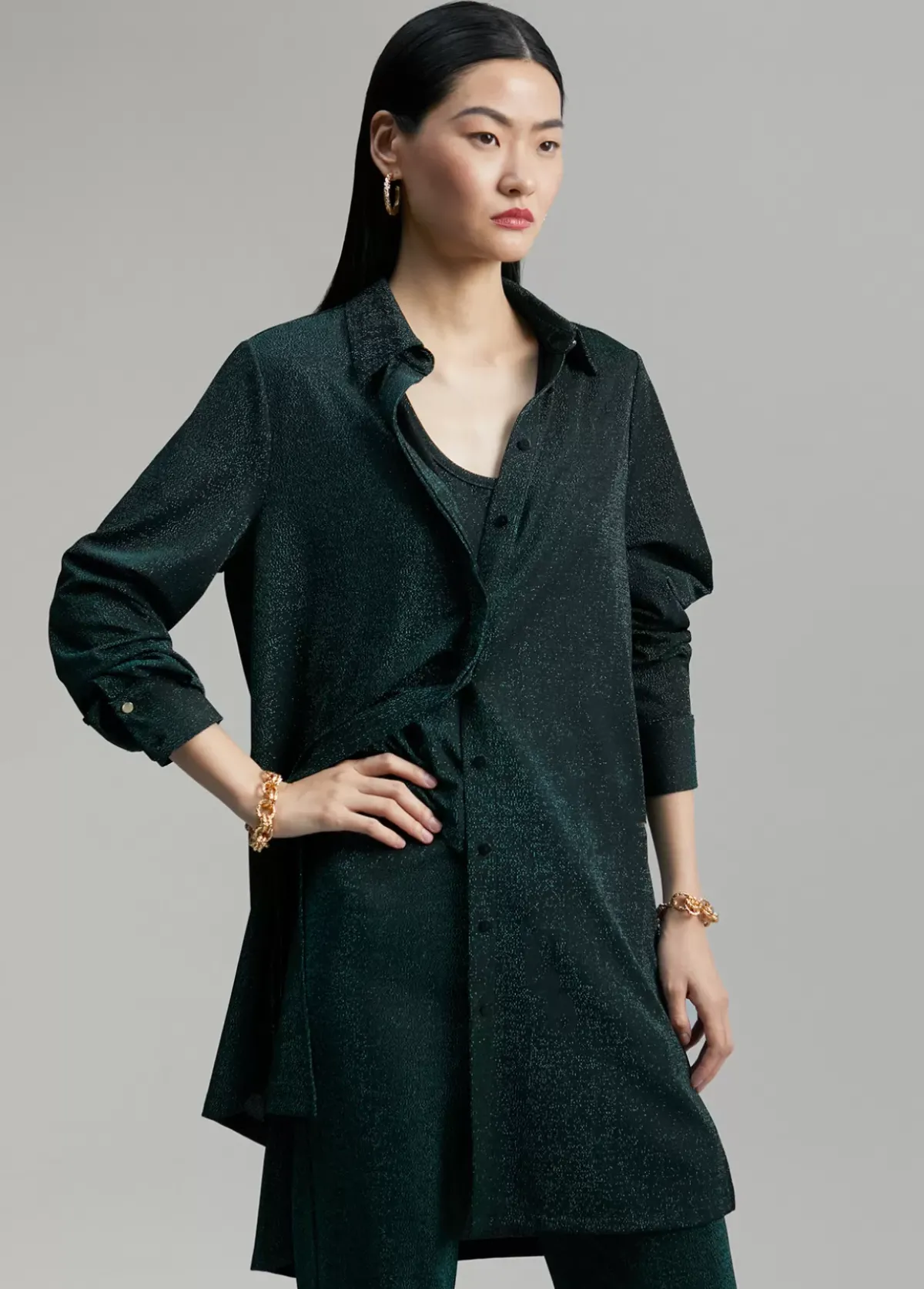 Discount Blusón largo de punto lúrex Camisas Y Blusas