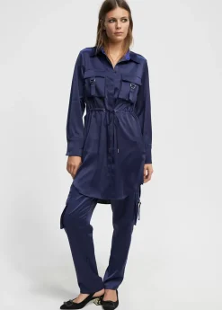 Blusón satinado ajustable Camisas Y Blusas