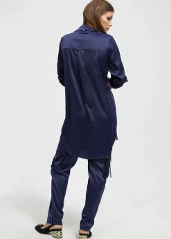 Blusón satinado ajustable Camisas Y Blusas