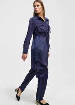 Blusón satinado ajustable Camisas Y Blusas