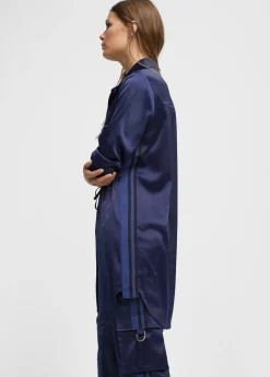 Blusón satinado ajustable Camisas Y Blusas