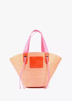 Sale Bolso tipo cesta en efecto rafia bicolor Bolsos