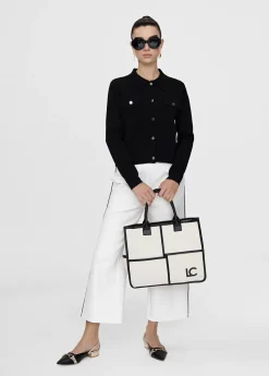 Discount Bolso tipo shopper blanco y negro Bolsos