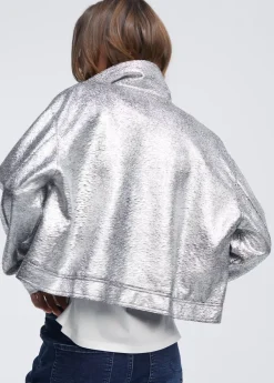 Outlet Bomber craquelado plata Abrigos Y Cazadoras