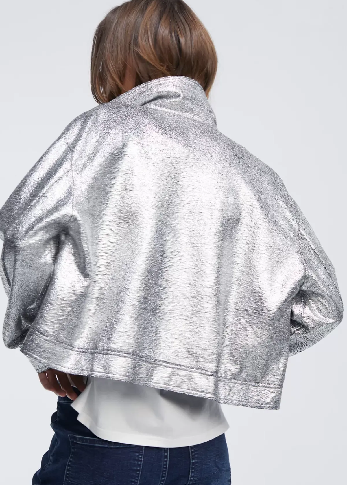 Outlet Bomber craquelado plata Abrigos Y Cazadoras