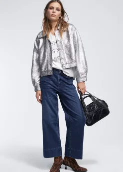 Outlet Bomber craquelado plata Abrigos Y Cazadoras