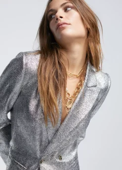 Outlet Bomber craquelado plata Abrigos Y Cazadoras