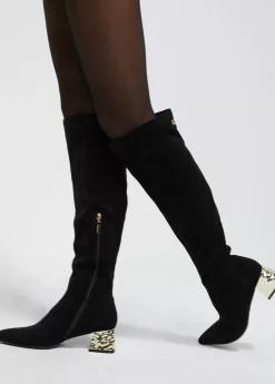 Best Bota caña alta con tacón dorado Botas Y Botines