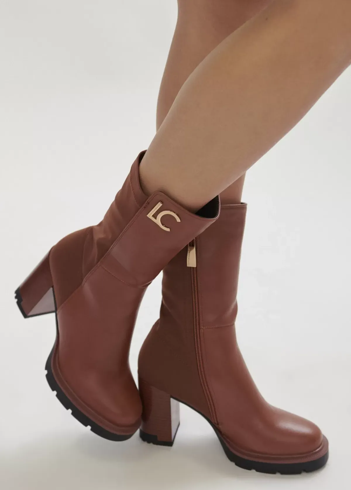 Outlet Botin media caña dos tejidos | Calzado | Lola Casademunt Botas Y Botines