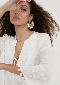 Clearance Caftan corto con bordado Baño