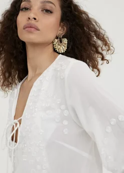 Clearance Caftan corto con bordado Baño