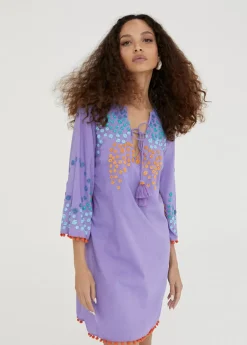 Clearance Caftan corto con bordado Baño