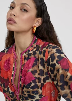 Hot Caftan corto estampado Baño