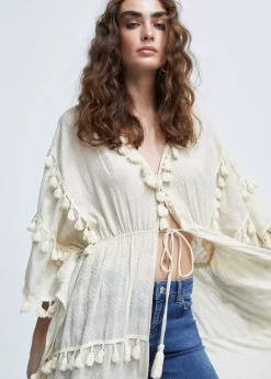 Caftan largo con pompones Baño