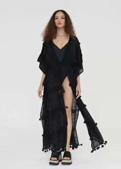 Sale Caftan largo con pompones Baño