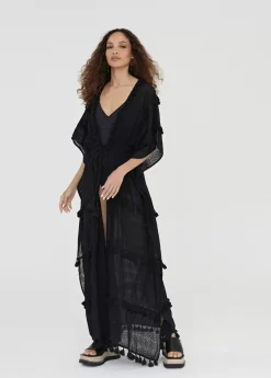 Sale Caftan largo con pompones Baño