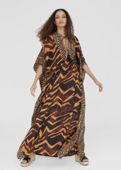 Hot Caftan largo print animal Baño