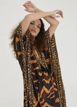 Hot Caftan largo print animal Baño