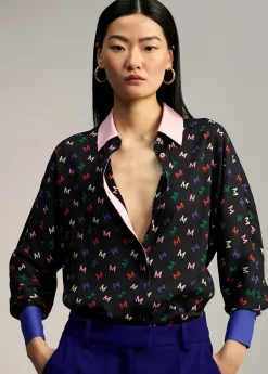 Clearance Camisa estampado monograma Camisas Y Blusas