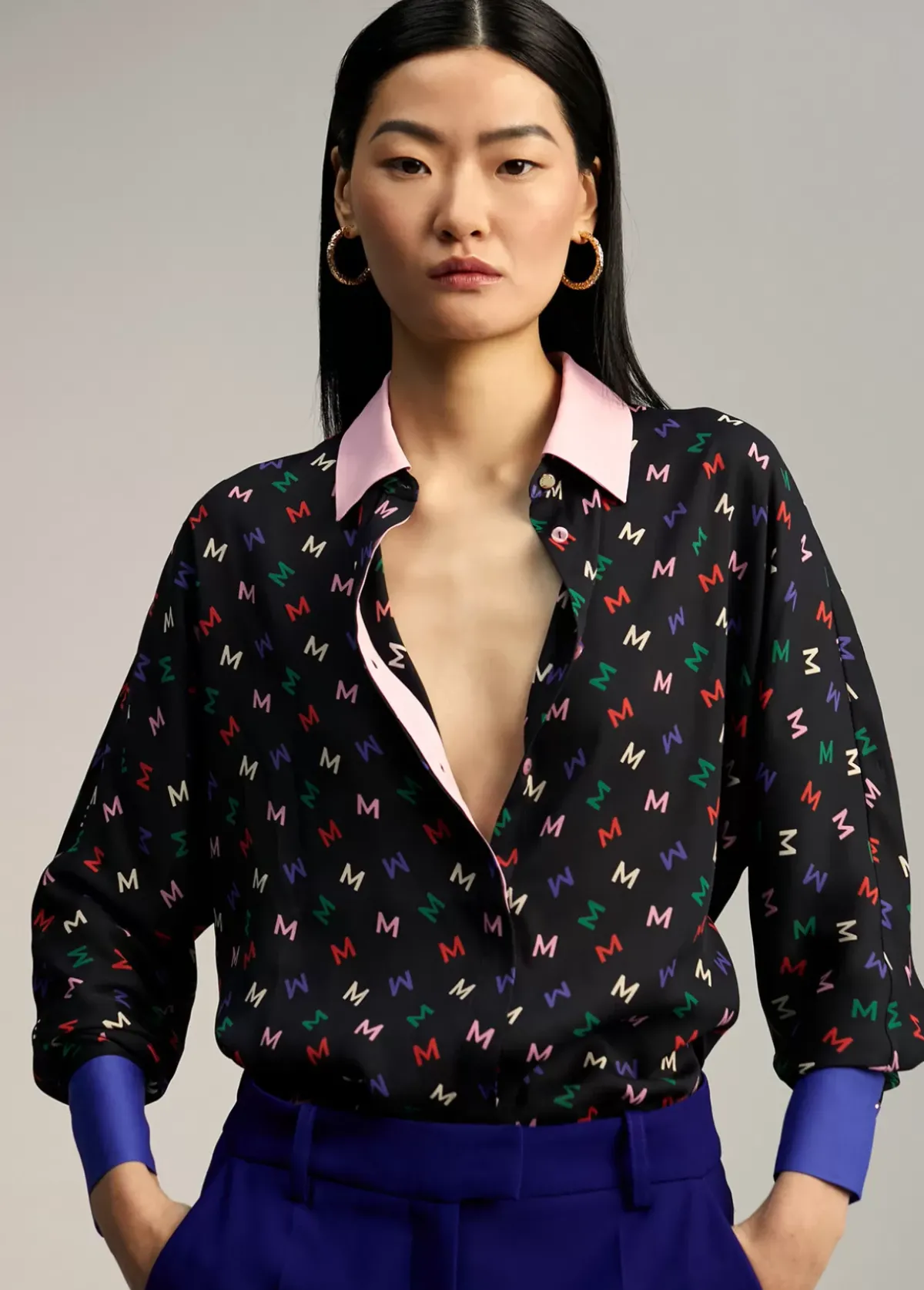 Clearance Camisa estampado monograma Camisas Y Blusas