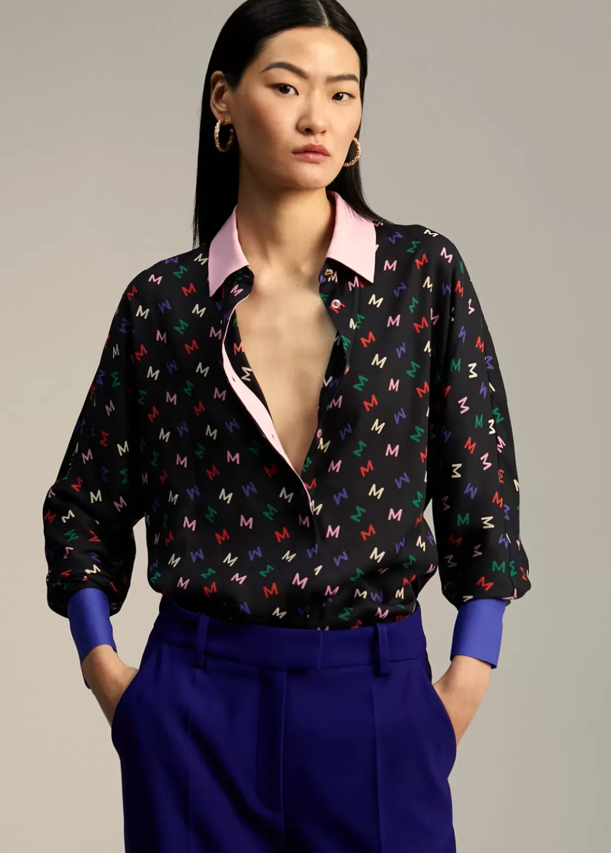 Clearance Camisa estampado monograma Camisas Y Blusas