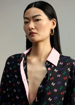 Clearance Camisa estampado monograma Camisas Y Blusas