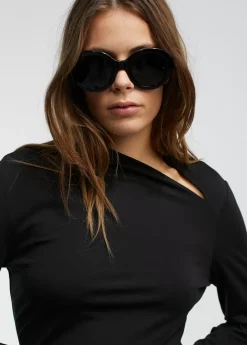 Clearance Camiseta detalle cuello Camisetas Y Tops