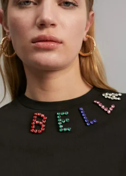 Hot Camiseta detalle pedrería Camisetas Y Tops