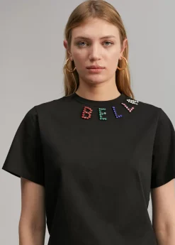 Hot Camiseta detalle pedrería Camisetas Y Tops