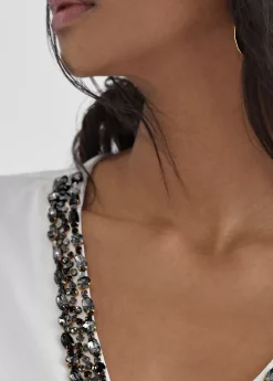 Clearance Camiseta escote joyas Camisetas Y Tops