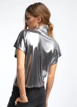 Sale Camiseta laminada plata Camisetas Y Tops