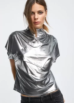 Sale Camiseta laminada plata Camisetas Y Tops