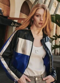 Outlet Cazadora biker tricolor Abrigos Y Cazadoras|Chaquetas Y Gabardinas