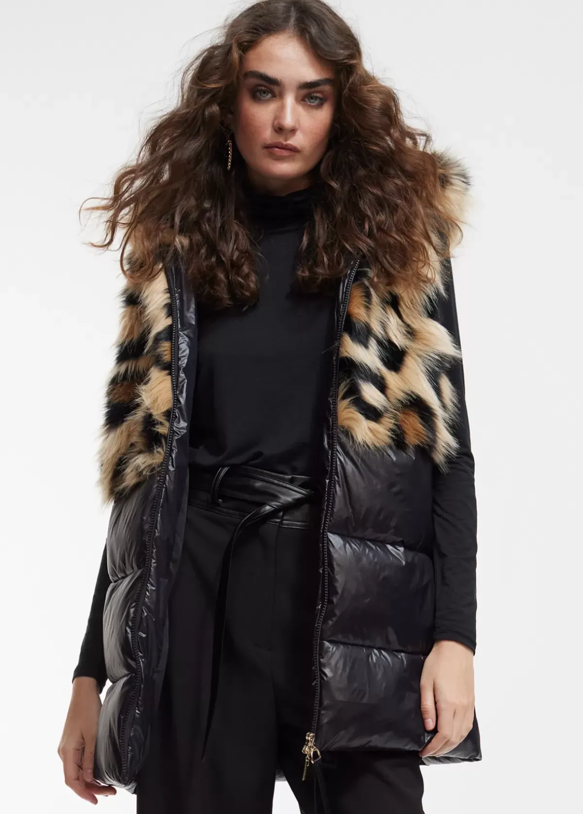 Best Chaleco pelo combinado Animal Print|Chalecos