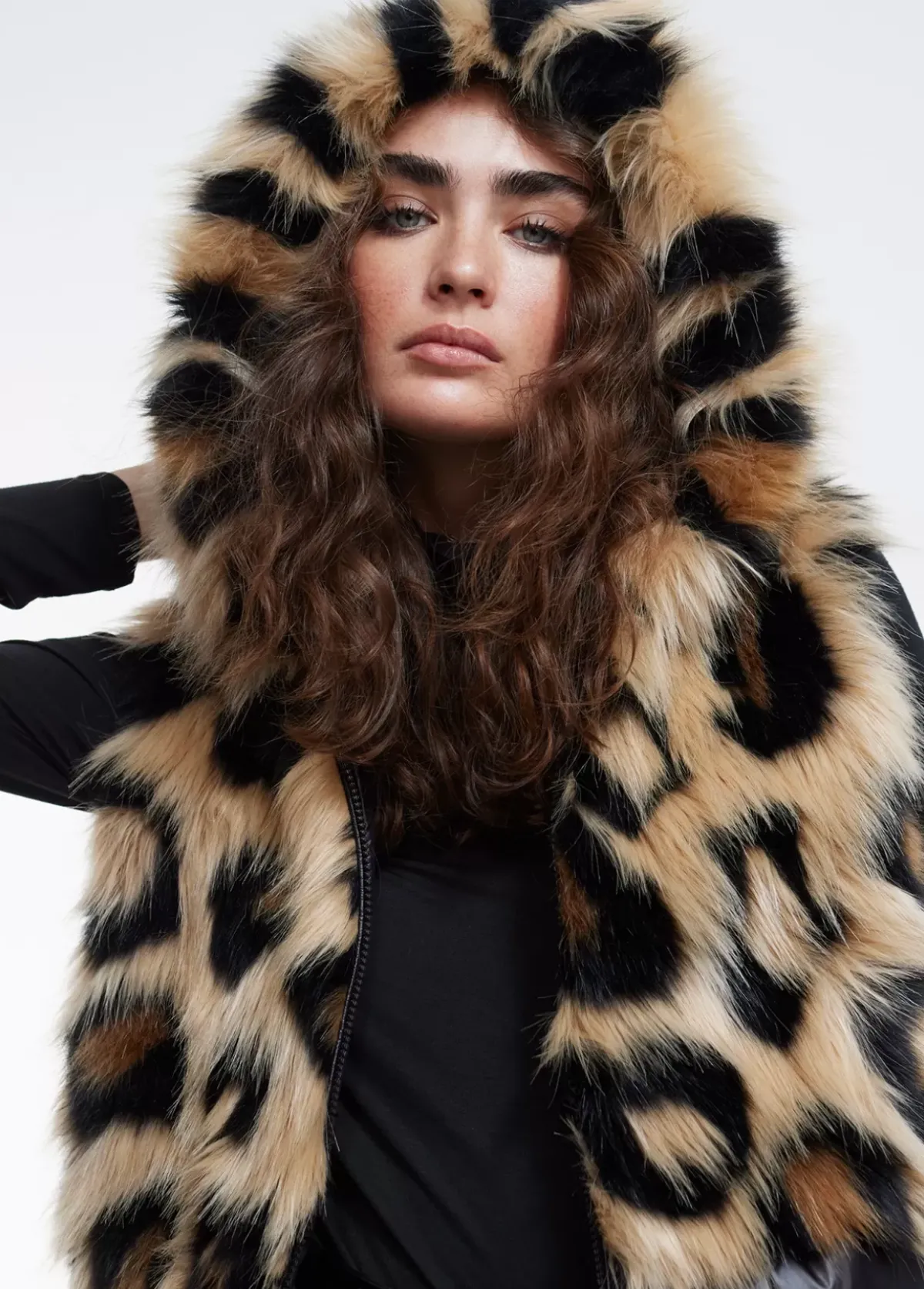 Best Chaleco pelo combinado Animal Print|Chalecos