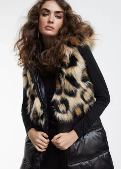 Best Chaleco pelo combinado Animal Print|Chalecos