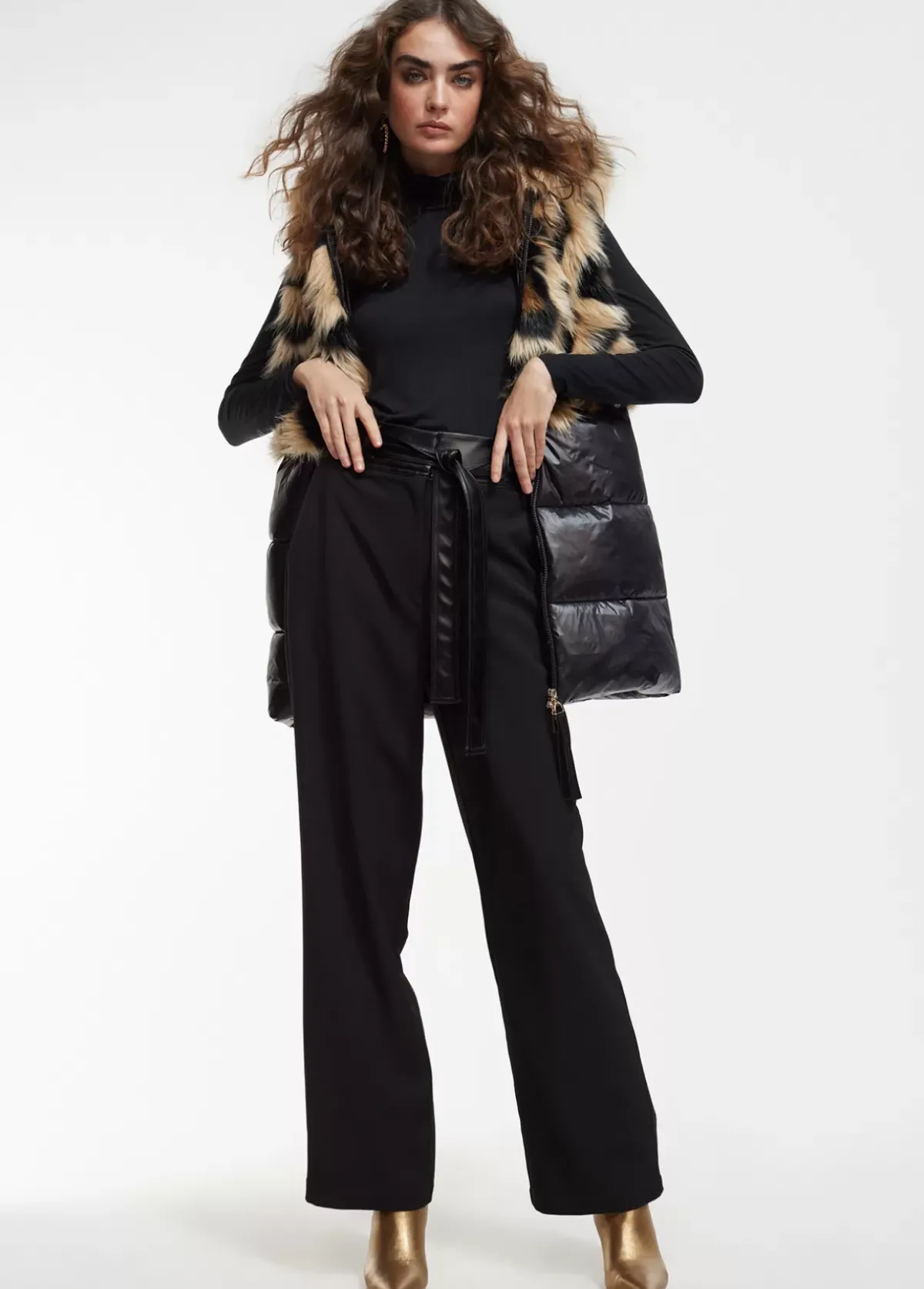 Best Chaleco pelo combinado Animal Print|Chalecos