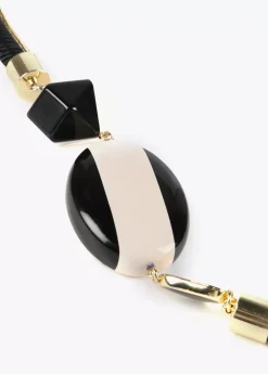 Outlet Collar cordón blanco y negro Bisuteria