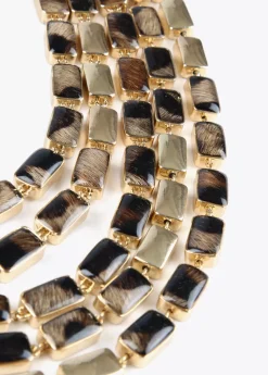 Outlet Collar multi cadena animal print Bisuteria