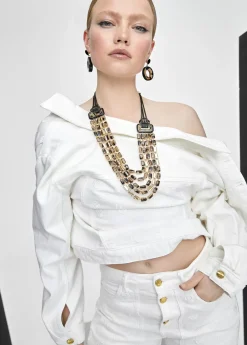 Outlet Collar multi cadena animal print Bisuteria