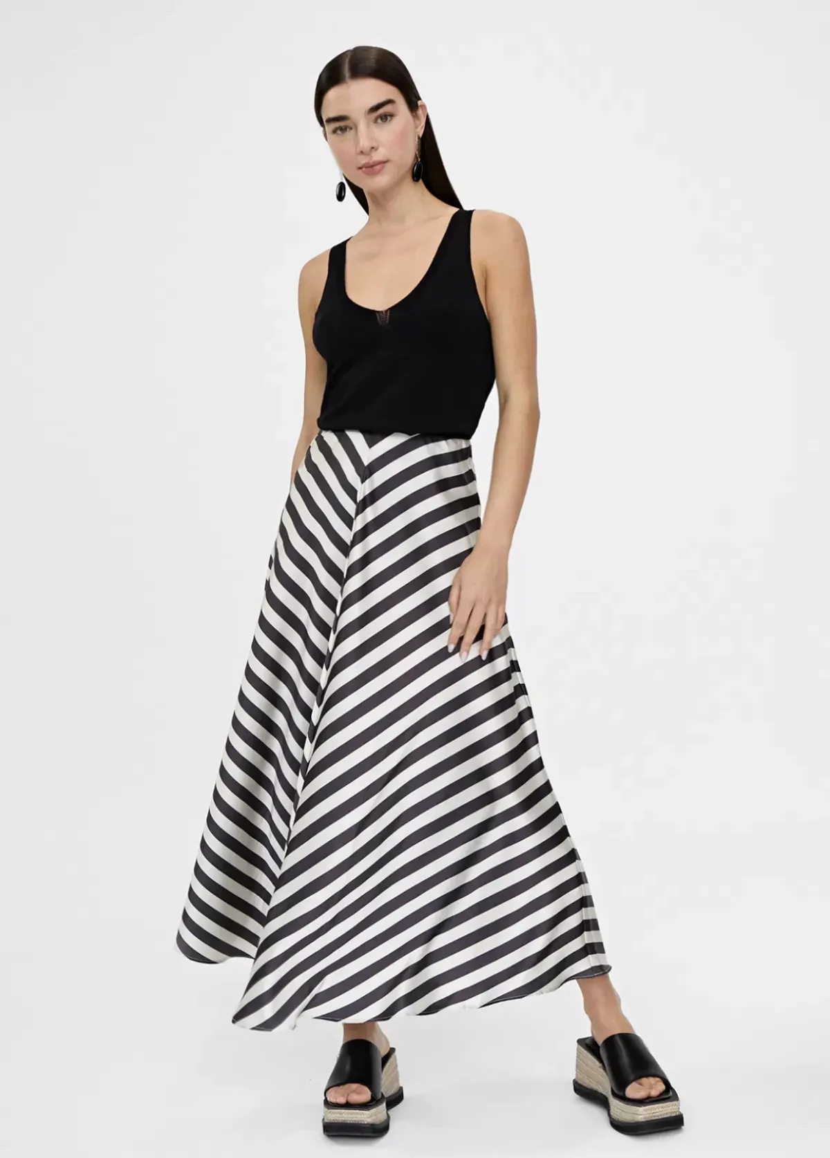 Online Falda midi de rayas Vestidos Y Faldas