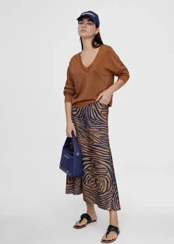 Falda midi estampado cebra Vestidos Y Faldas