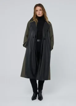 Sale Gabardina combinada efecto piel Chaquetas Y Gabardinas