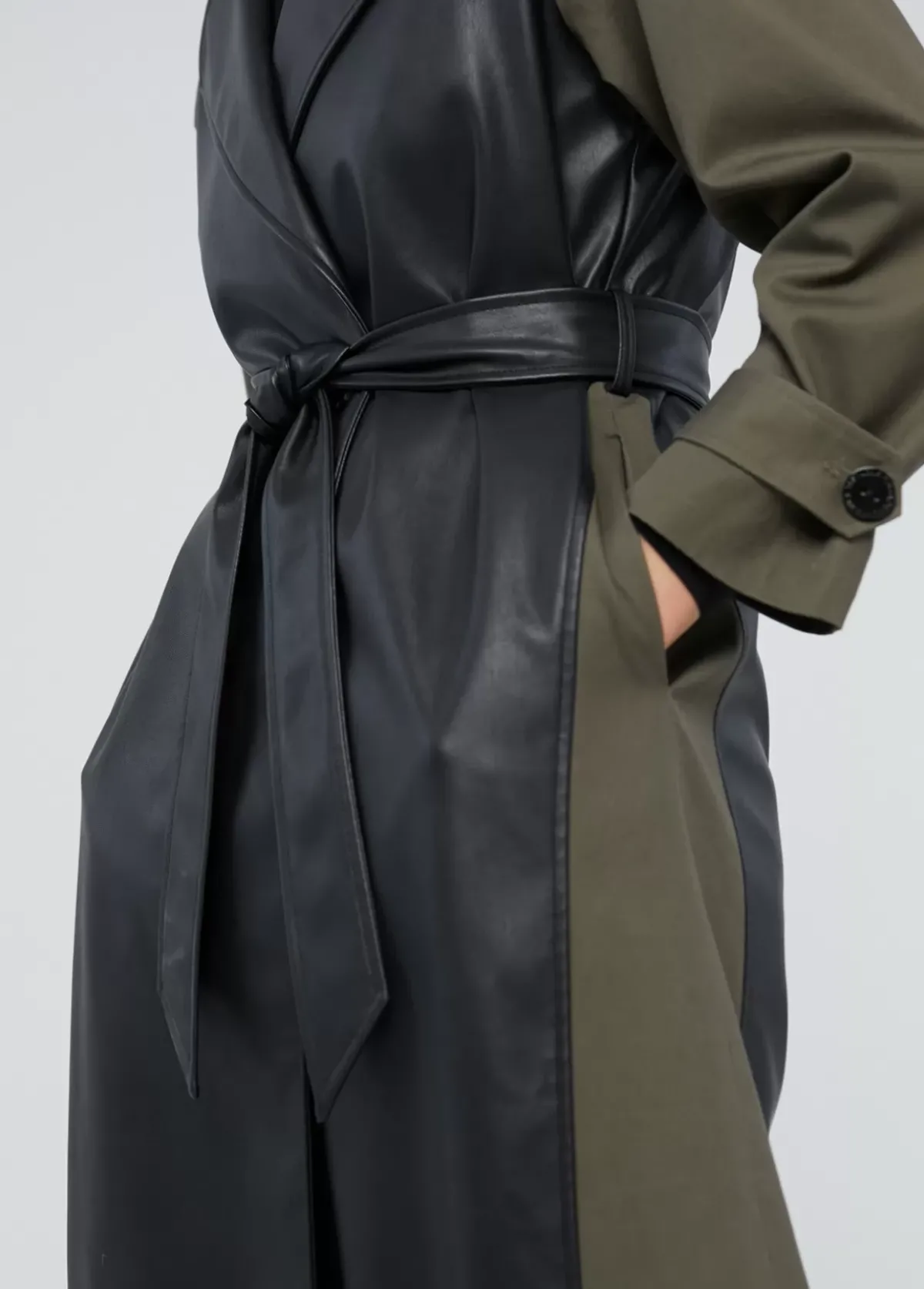 Sale Gabardina combinada efecto piel Chaquetas Y Gabardinas