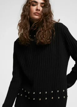 Outlet Jersey cuello alto con tachas Punto